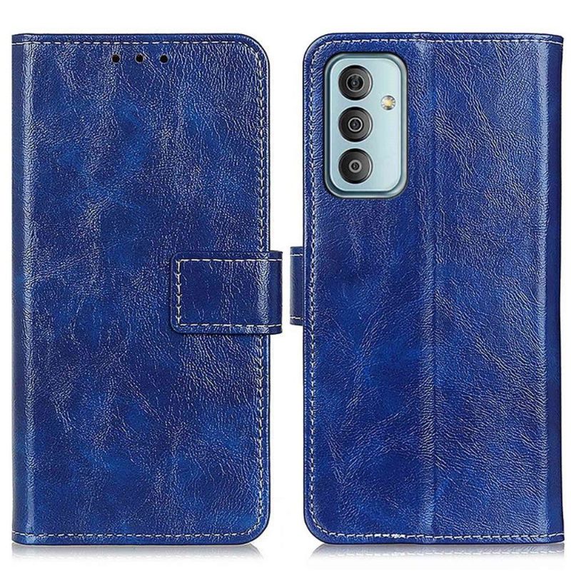 Folio-hoesje voor Samsung Galaxy M13 Luxe Stiksels Met Leereffect