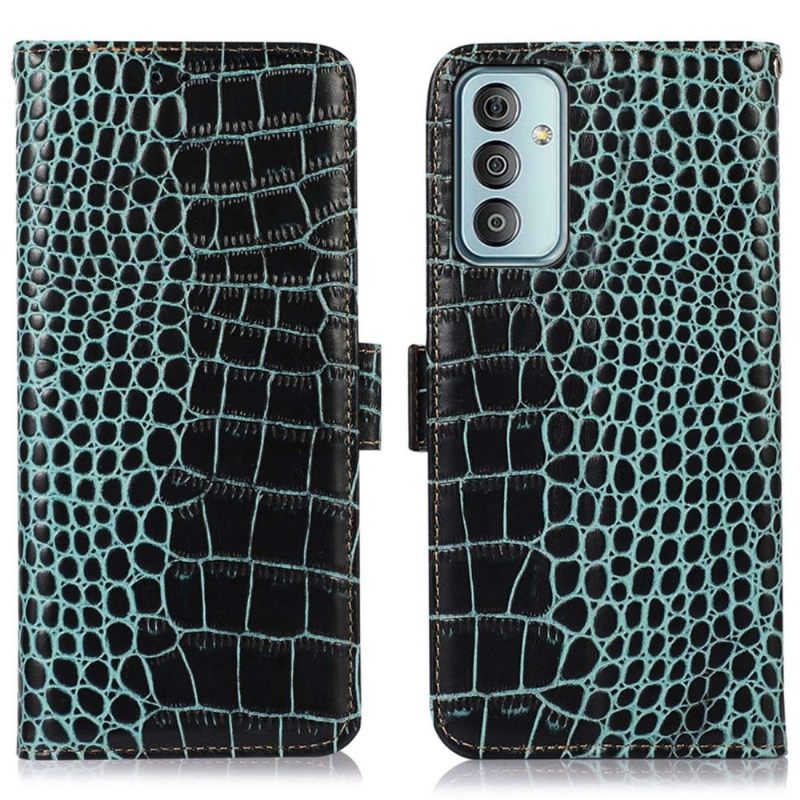 Leren Hoesje voor Samsung Galaxy M13 Bescherming Echt Leer Met Kroko-look