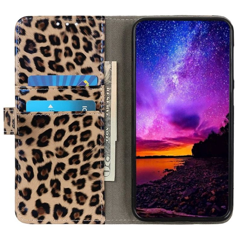 Leren Hoesje voor Samsung Galaxy M13 Kunstleer Luipaardstijl