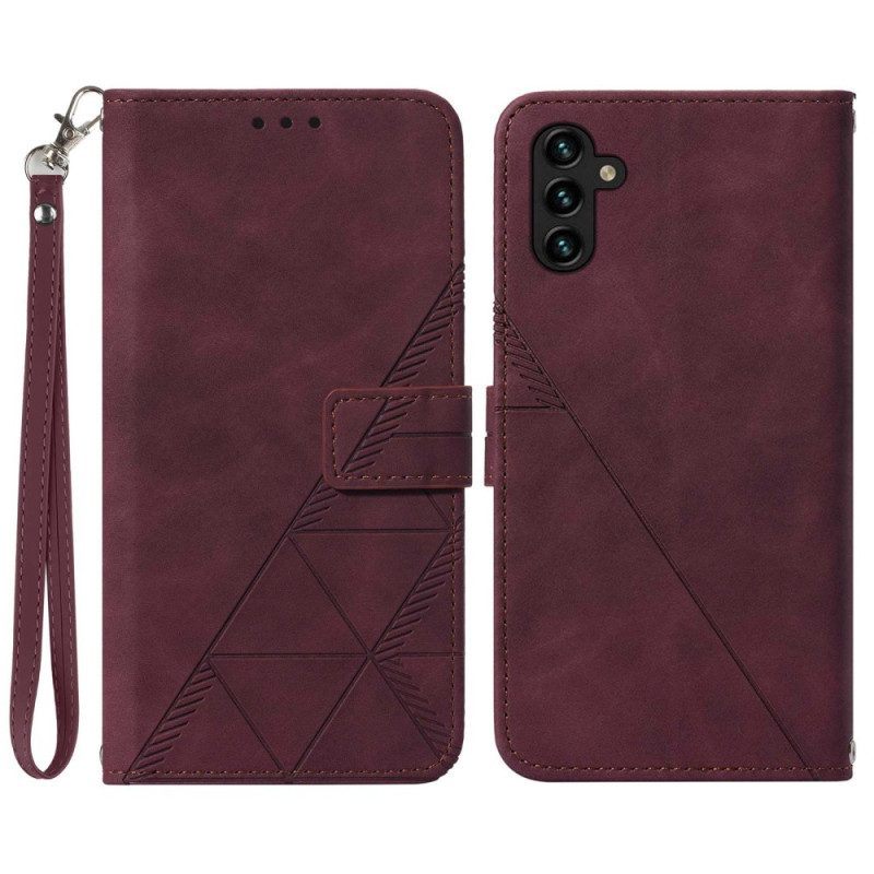 Flip Case voor Samsung Galaxy A54 5G Met Ketting Riem Driehoeken