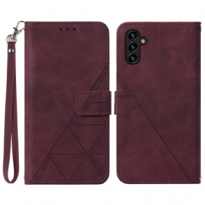 Flip Case voor Samsung Galaxy A54 5G Met Ketting Riem Driehoeken