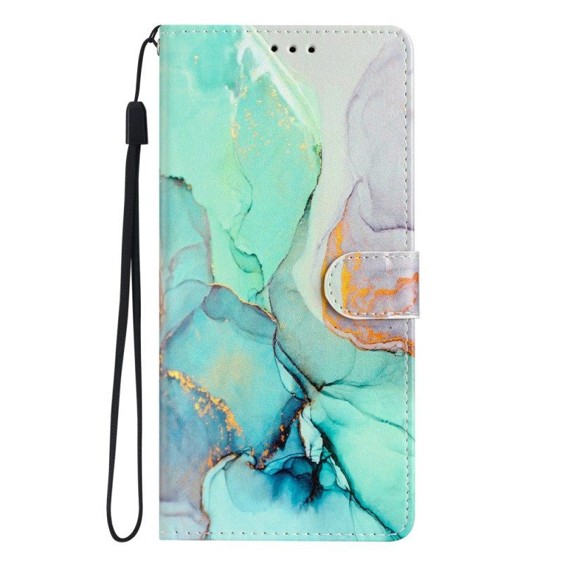 Folio-hoesje voor Samsung Galaxy A54 5G Met Ketting Gemarmerde Band