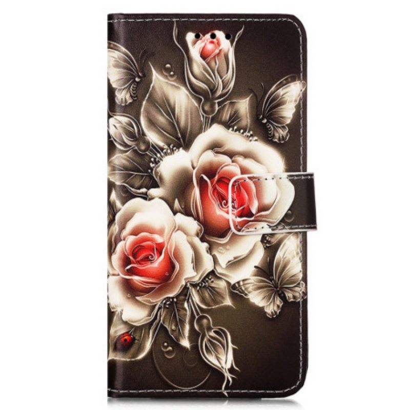 Folio-hoesje voor Samsung Galaxy A54 5G Met Ketting Riem Rozen