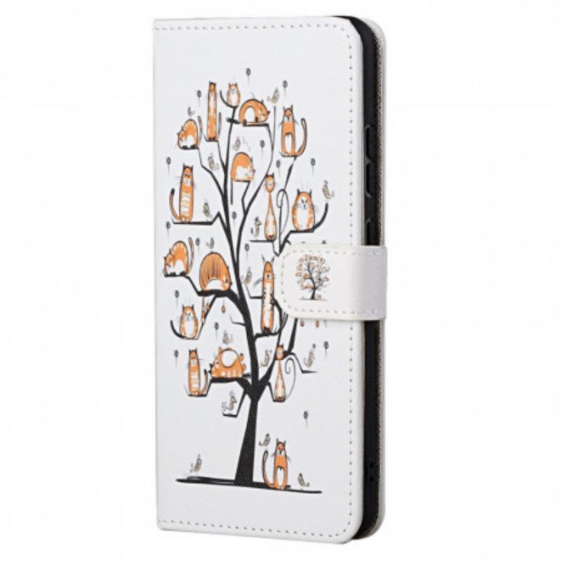 Folio-hoesje voor Xiaomi Redmi Note 11 / 11S Met Ketting Funky Cats Met Riem