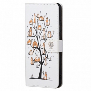 Folio-hoesje voor Xiaomi Redmi Note 11 / 11S Met Ketting Funky Cats Met Riem