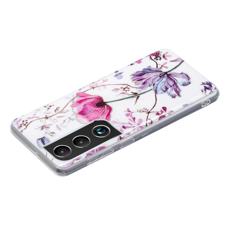 Hoesje voor Samsung Galaxy S22 Plus 5G Violet Bloem Siliconen