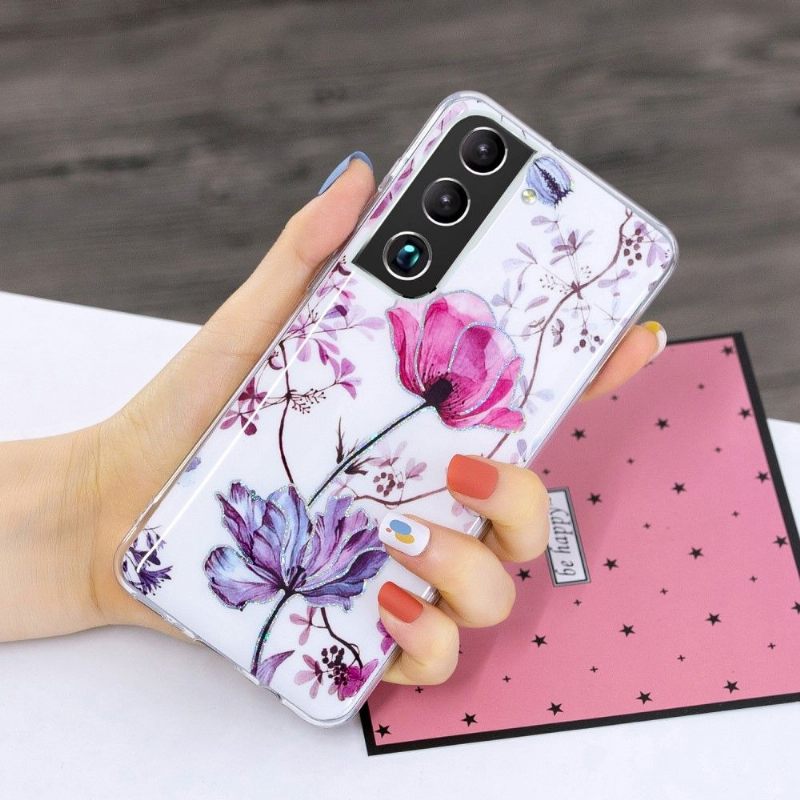 Hoesje voor Samsung Galaxy S22 Plus 5G Violet Bloem Siliconen