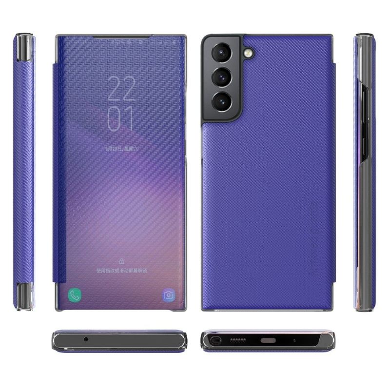 Telefoonhoesje voor Samsung Galaxy S22 Plus 5G Folio-hoesje Koolstofvezel