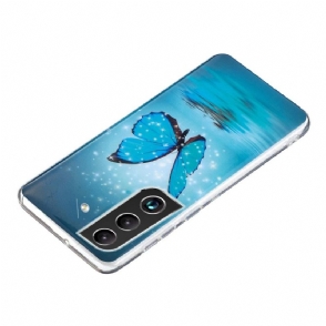 Telefoonhoesje voor Samsung Galaxy S22 Plus 5G Lichtgevende Blauwe Vlinder