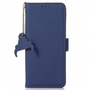 Flip Case voor Xiaomi Redmi Note 12 4G Echt Rfid-gestructureerd Leer