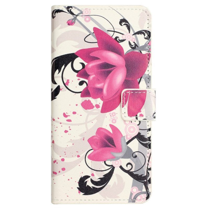 Flip Case voor Xiaomi Redmi Note 12 4G Tropische Bloemen