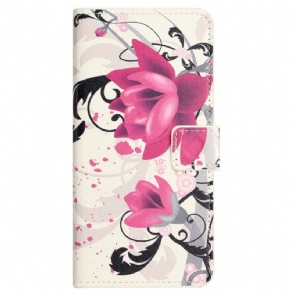 Flip Case voor Xiaomi Redmi Note 12 4G Tropische Bloemen