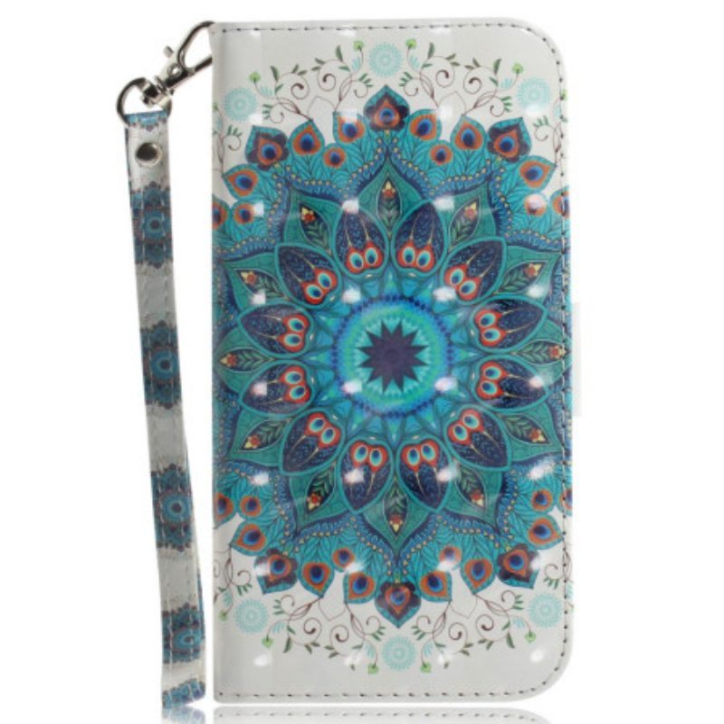 Leren Hoesje voor Xiaomi Redmi Note 12 4G Met Ketting Strakke Mandala