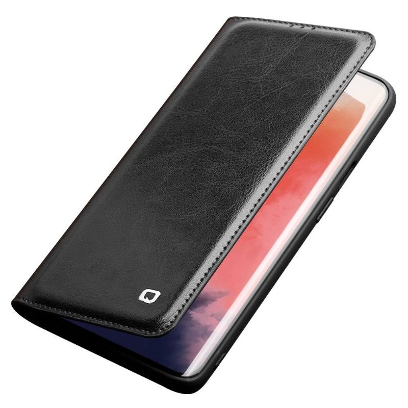 Cover voor OnePlus 7T Pro Klassiek Handgemaakt Echt Leer