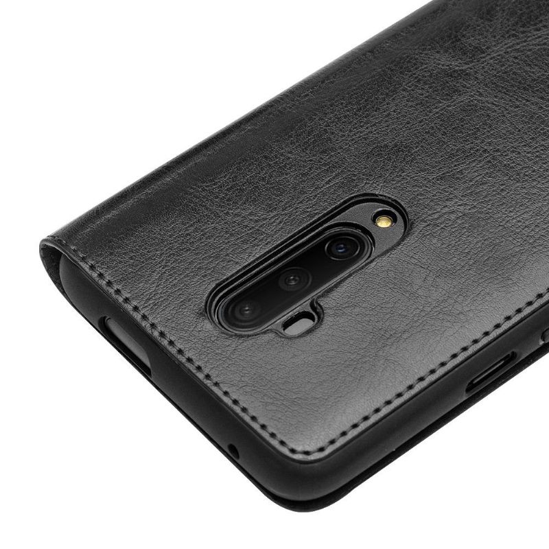 Cover voor OnePlus 7T Pro Klassiek Handgemaakt Echt Leer