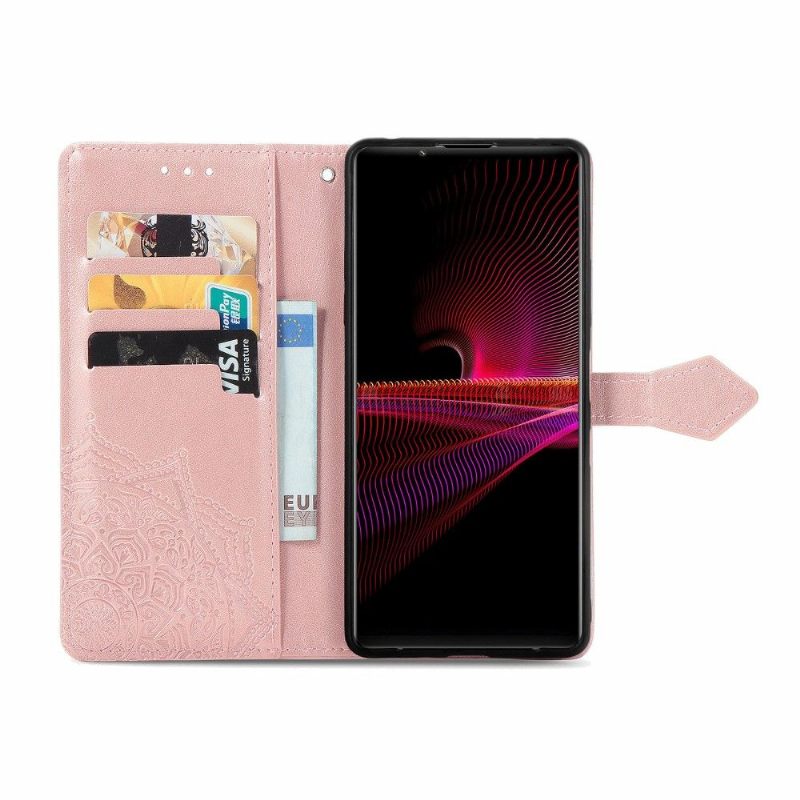 Leren Hoesje voor Sony Xperia 1 III Reliëf Mandala