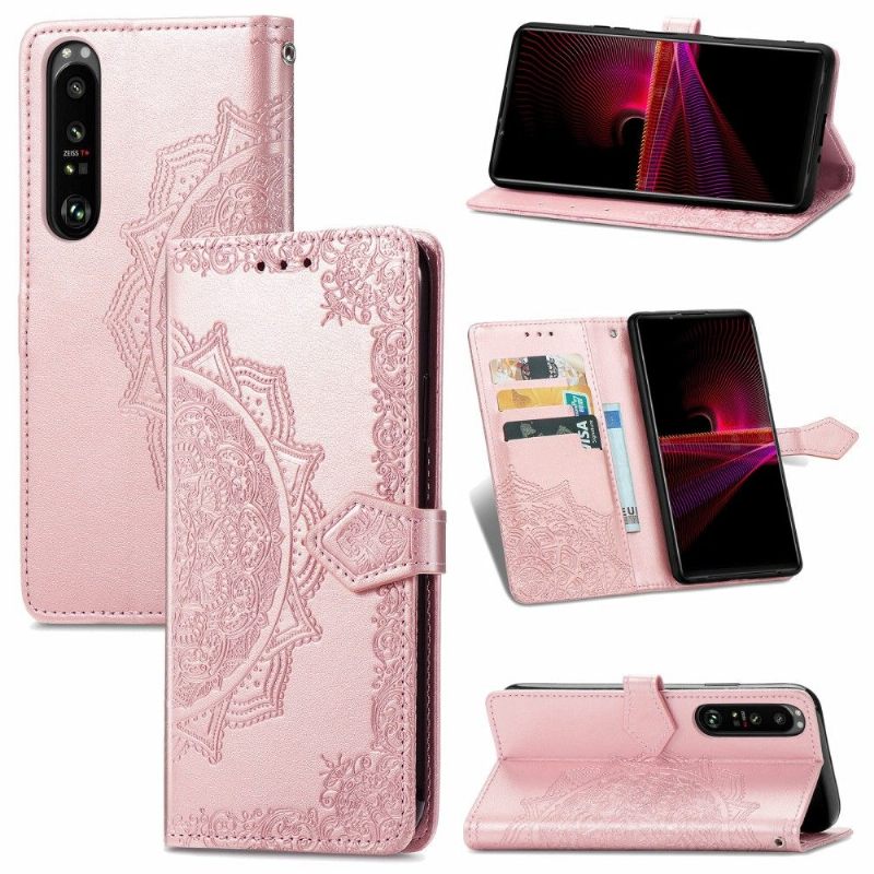 Leren Hoesje voor Sony Xperia 1 III Reliëf Mandala