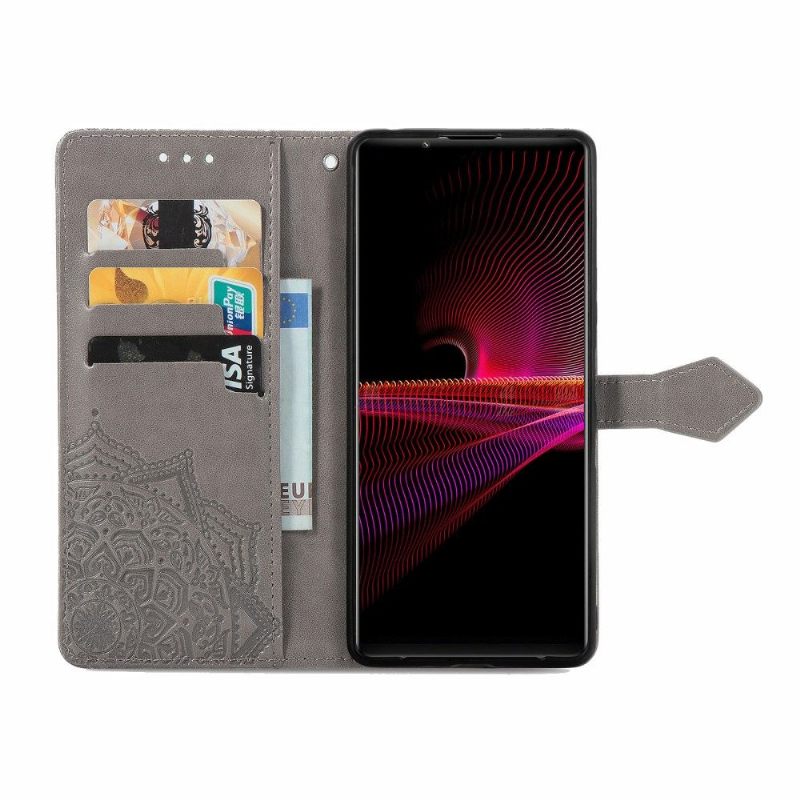 Leren Hoesje voor Sony Xperia 1 III Reliëf Mandala