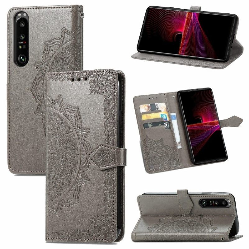 Leren Hoesje voor Sony Xperia 1 III Reliëf Mandala