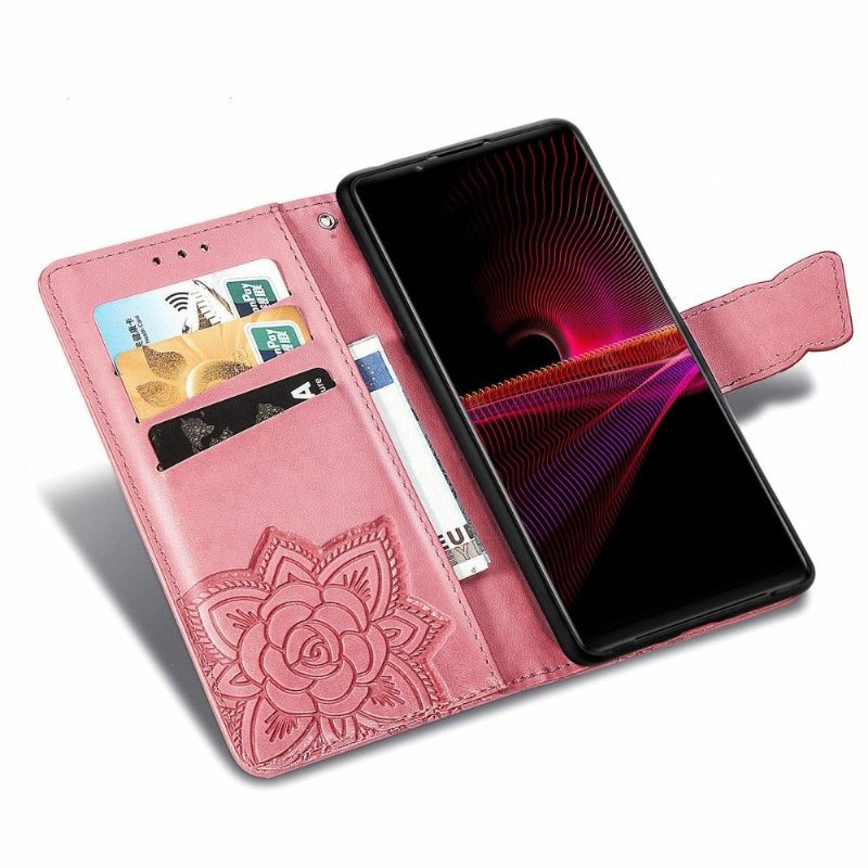 Leren Hoesje voor Sony Xperia 1 III Reliëfvlinder