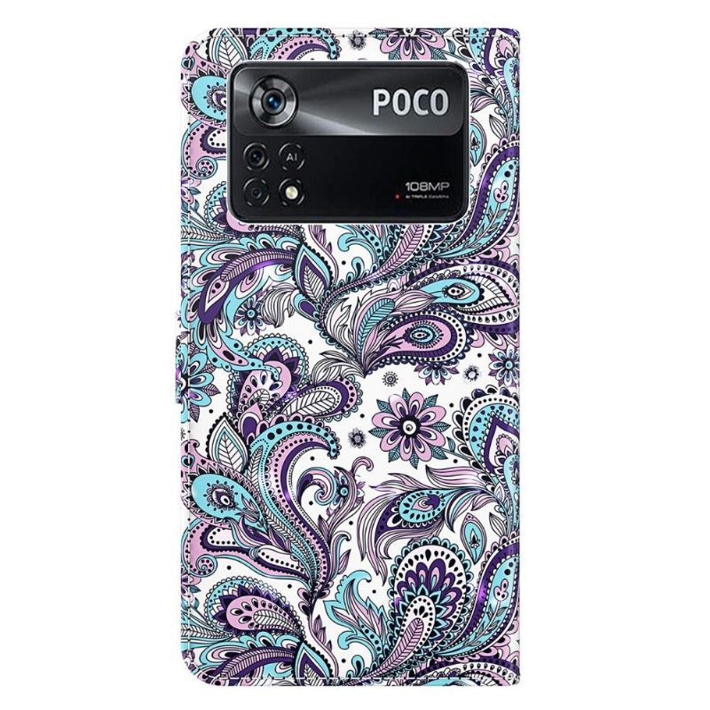 Folio-hoesje voor Poco X4 Pro 5G Anti-fall Paisley Bloem