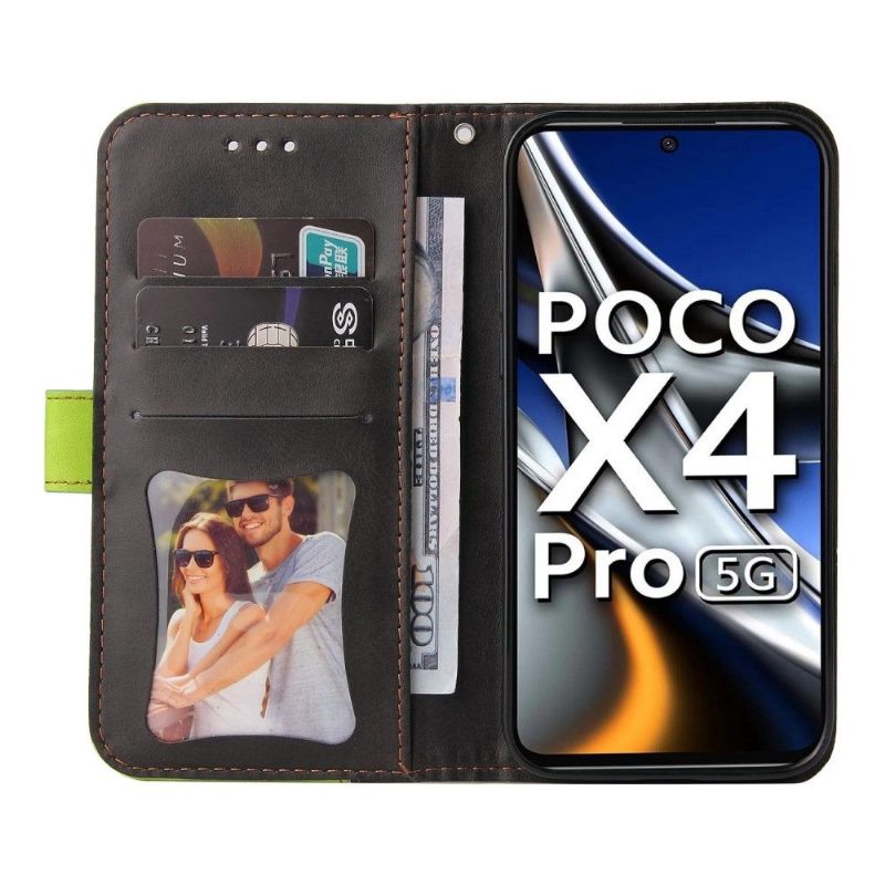 Folio-hoesje voor Poco X4 Pro 5G Emma Tweekleurig Kunstleer