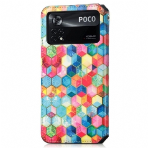 Folio-hoesje voor Poco X4 Pro 5G Gekleurde Kubus Flip Flap