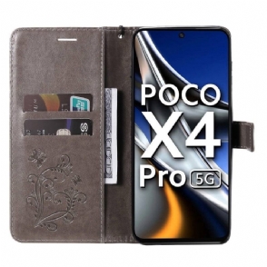 Folio-hoesje voor Poco X4 Pro 5G Ondersteuningsfunctie Vlinders