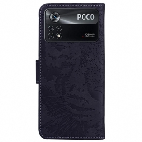 Folio-hoesje voor Poco X4 Pro 5G Tijger Met Reliëf