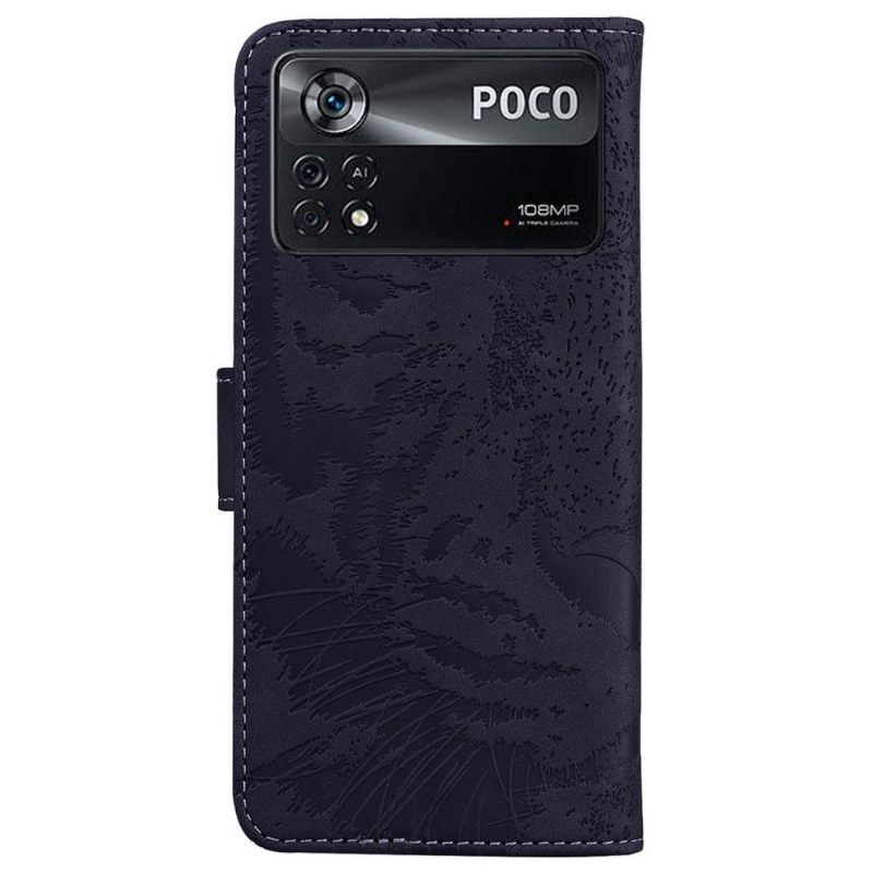 Folio-hoesje voor Poco X4 Pro 5G Tijger Met Reliëf