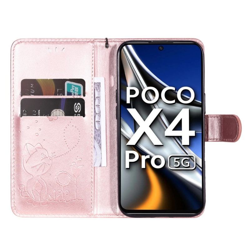 Leren Hoesje voor Poco X4 Pro 5G Afbeelding Kat