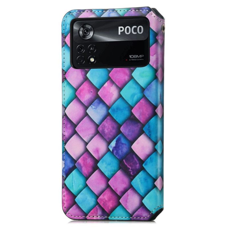 Leren Hoesje voor Poco X4 Pro 5G Bescherming Folio-hoesje Gekleurde Tortoise Flip Flap