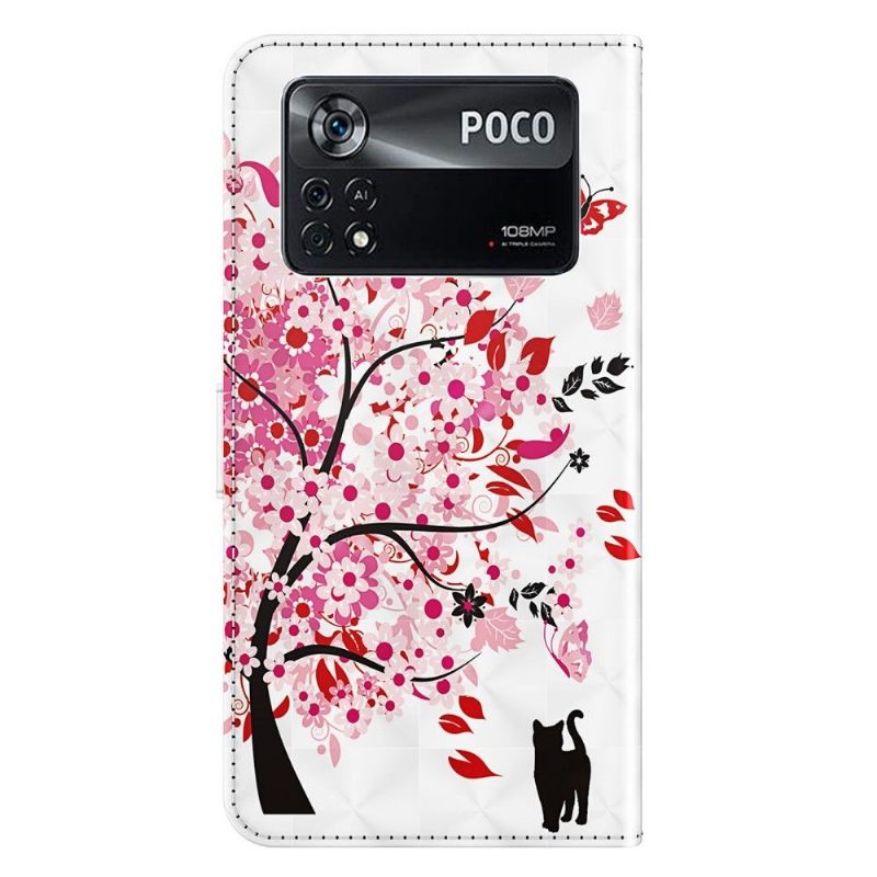 Leren Hoesje voor Poco X4 Pro 5G Bloemenboom