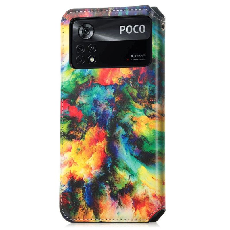 Leren Hoesje voor Poco X4 Pro 5G Folio-hoesje Iriserende Cloud Flip Flap