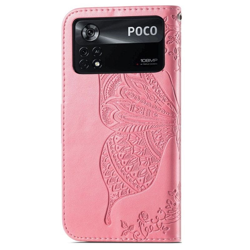 Leren Hoesje voor Poco X4 Pro 5G Reliëfvlinder