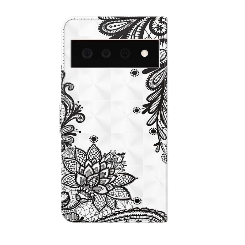 Folio-hoesje voor Google Pixel 6 Anti-fall Kant Bloemen