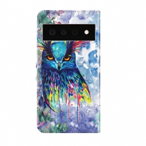 Folio-hoesje voor Google Pixel 6 Aquarel Uil