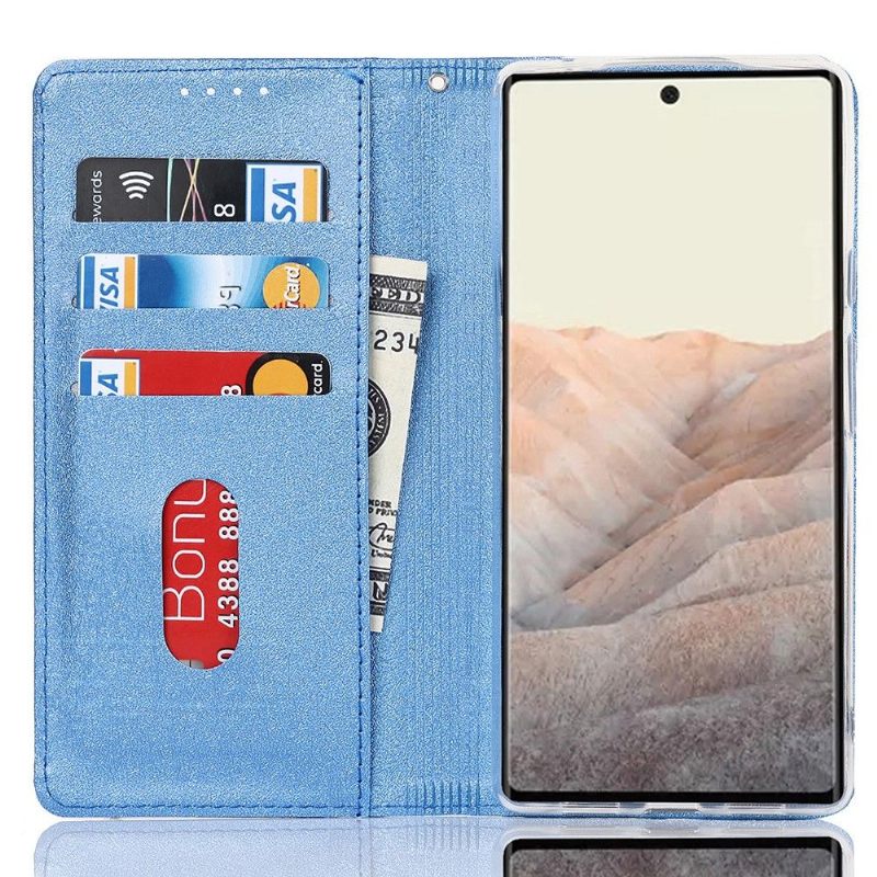 Leren Hoesje voor Google Pixel 6 Bescherming Folio-hoesje Blue Moon Flap-kaarthouder