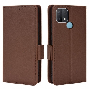 Leren Hoesje voor Oppo A15 Folio-hoesje Flap Double Litchi Nieuwe Kleuren