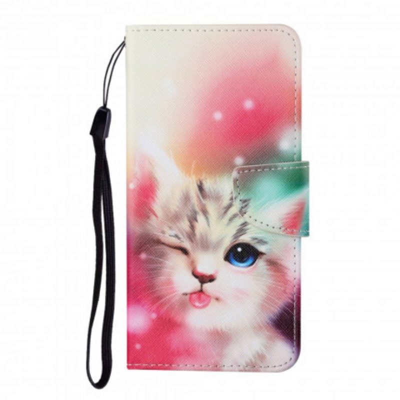 Leren Hoesje voor Oppo A15 Kattenverhalen Met Lanyard