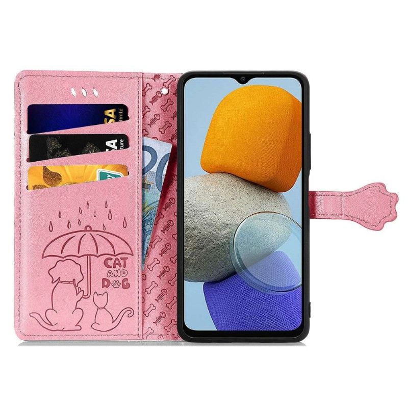 Folio-hoesje voor Samsung Galaxy M23 5G Ledereffect Met Dierenreliëf