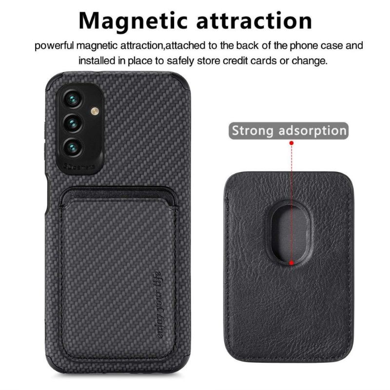 Hoesje voor Samsung Galaxy M23 5G Magnetische Kaarthouder Van Koolstofvezel