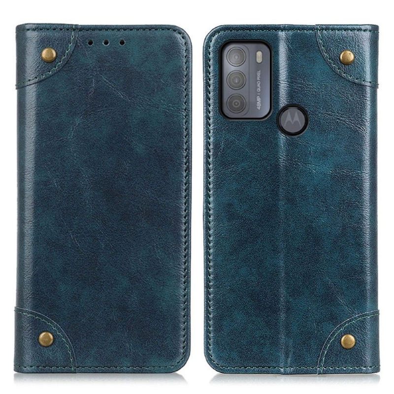 Case voor Motorola Moto G50 Simon Kunstleer Klinknagels