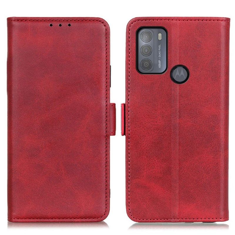 Cover voor Motorola Moto G50 Portemonnee Leren Mat Lederen Hoes