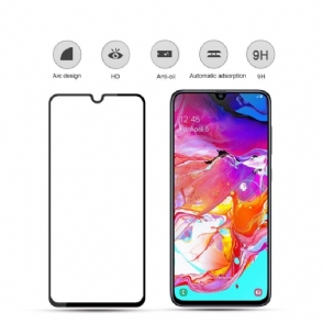 Telefoonhoesje voor Samsung Galaxy A70 Anti-fall Bescherming Hoesje Schermbeschermer Van Gehard Glas Op Ware Grootte - Zwart