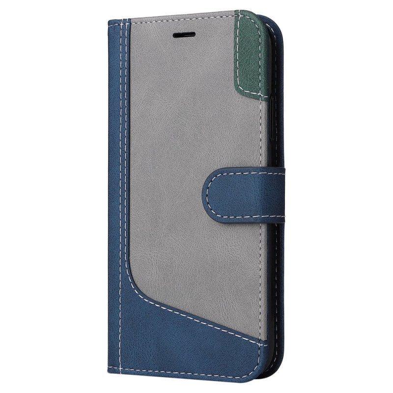 Flip Case voor Xiaomi 12T / 12T Pro Met Ketting Driekleurige Riem