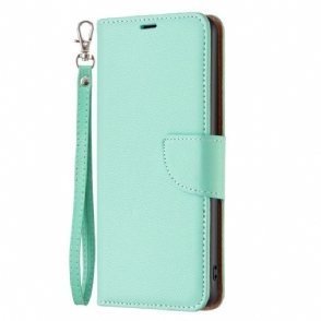 Folio-hoesje voor Xiaomi 12T / 12T Pro Met Ketting Strappy Litchi Lederen Stijl