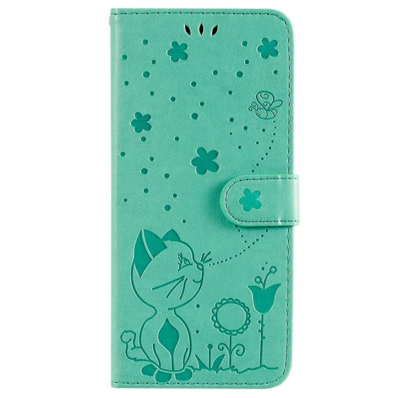 Leren Hoesje voor Xiaomi 12T / 12T Pro Kat En Bijen