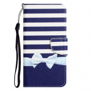 Leren Hoesje voor Xiaomi 12T / 12T Pro Met Ketting Marine Band