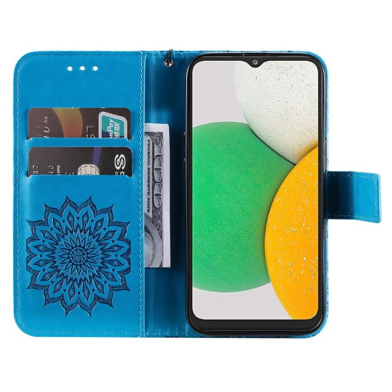 Flip Case voor Samsung Galaxy A03 Core Met Ketting Zonnebloem